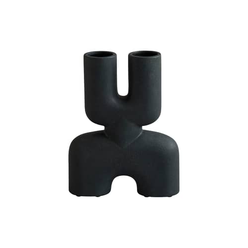 Vaso Cobra Double Mini ceramica nero / L 22 x H 28 cm - 101 COPENHAGEN - Nero - Ceramica