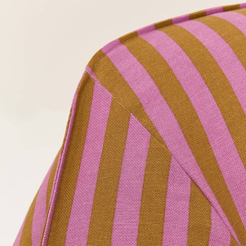 Sitzkissen Ziggy textil rosa / Sitzkissen - NOBODINOZ - Rosa & Curry / Gestreift - Expandiertes Polystyrol, Organische Baumwolle