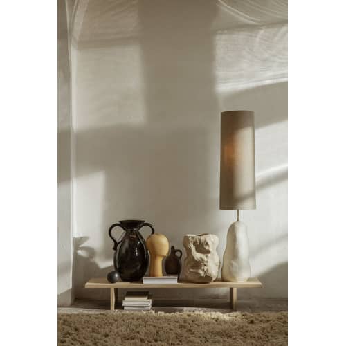 Abat-jour Eclipse Long tissu gris beige / Ø 30 x H 80 cm / Seconde vie - Ferm Living - Ø 30 x H 80 cm / Sable - Acier, Tissu