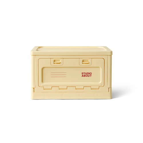 Boîte Box Medium plastique jaune / 40 x 29 x H 23,7 cm - Empilable - STUDIO ABOUT - Jaune clair - Polypropylène