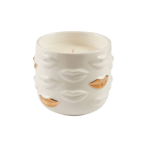 Bougie parfumée Muse Bouche D’or / Senteur agrumes - Ø12 x H 12 cm - Jonathan Adler - Agrumes / Blanc & or - Céramique, Cire