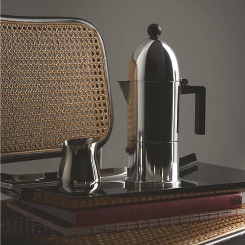Cafetière italienne La Cupola métal noir / Induction - 6 tasses / Aldo Rossi, 1988 - Alessi - Noir / Acier - Acier magnétique, Fonte d\'aluminium, Résine thermoplastique