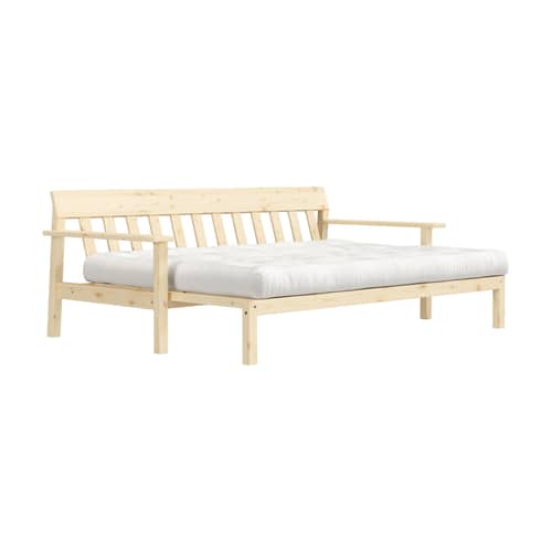 Canapé convertible Unwind / L 218 cm - KARUP DESIGN - Naturel 701 / Pin clair - Fibres recyclées mélangées, Mousse, Pin massif certifié FSC, Tissu
