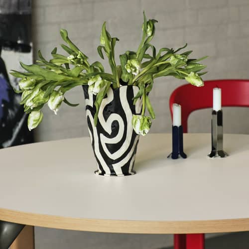 Arcs Large Candle stick metal silver / H 13 cm - Hay - Mirror - Zinc alloy