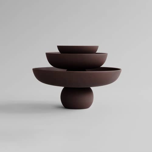 Centre de table Baburu Medium céramique marron / Ø 30 x H 15 cm - 101 COPENHAGEN - Chocolat - Céramique