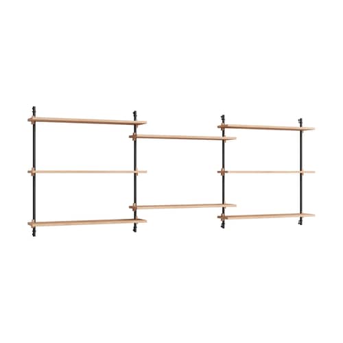 Étagère Wall Shelving – ws.85.3 bois naturel / L 239 x H 85 x Prof. 17,5 cm - MOEBE - Chêne naturel / Noir - Acier, MDF placage chêne