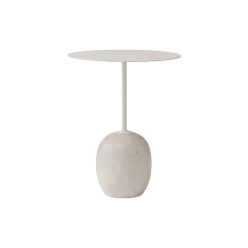 Guéridon Lato LN8 métal marbre blanc beige / Marbre Ø 40 x H 50 cm - &tradition - Plateau ivoire / Marbre crème - Acier peint, Marbre
