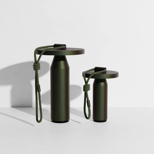 Lampada da esterno ricaricabile senza fili Quasar Grande LED metallo verde / H 37 cm - Petite Friture - Verde - ABS, Alluminio termolaccato, Poliestere intrecciato