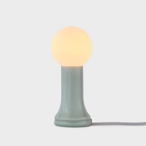 Lampe de table Shore verre vert - TALA - Vert d\'eau - Porcelaine, Verre soufflé bouche