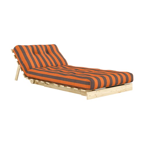 Fauteuil convertible Roots tissu orange / Dormeuse & lit d\'appoint - 3 positions / Structure pin clair - KARUP - Rayé orange / Marron (423) - Mousse, Pin massif certifié FSC, Tissu