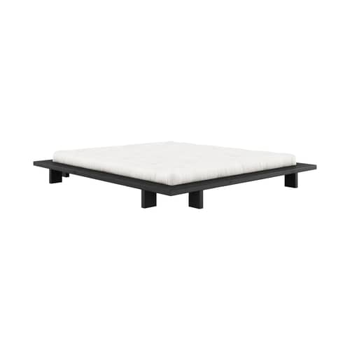 Lit double Japan bois noir / Pour matelas 180 x 200 cm - KARUP - Noir - Pin massif laqué certifié FSC