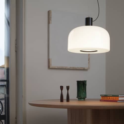 Pendelleuchte Bellhop Glass S2 glas silber / Ø 45 x H 25,2 cm - Flos - Hochglänzendes Aluminium - Aluminium, Triplex-Opalglas