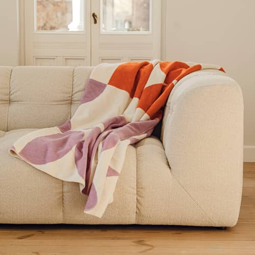 Plaid Tul tessuto arancione / 150 x 200 cm - NOO.MA - Terracotta e Lillà - Acrilico, Cotone, Poliestere