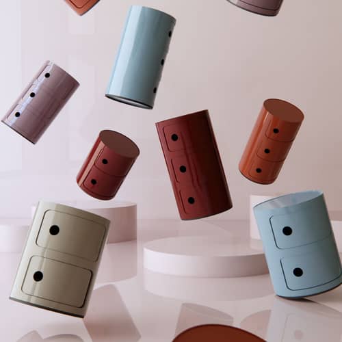 Rangement Componibili plastique rouge / 2 tiroirs - H 40 cm - Anna Castelli Ferrieri, 1968 - Kartell - Bordeaux - ABS