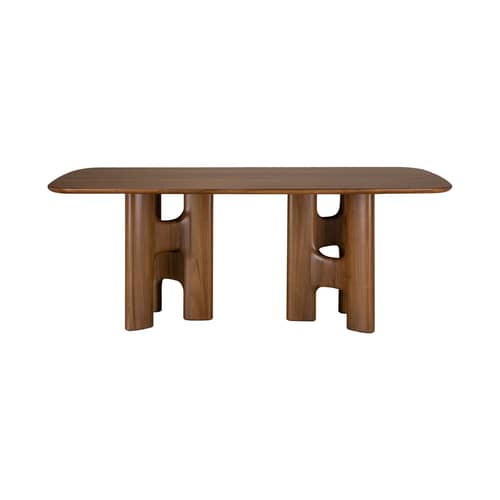 Flow Rectangular table wood brown / 200 x 110 cm - 8 people - Ethnicraft - Brown Teak - Varnished solid teak