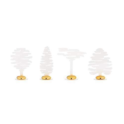Segnalibro Barkplace Tree metallo bianco / Set di 4 pini in acciaio - H 4 cm - Alessi - Oro bianco - Acciaio, Porcellana