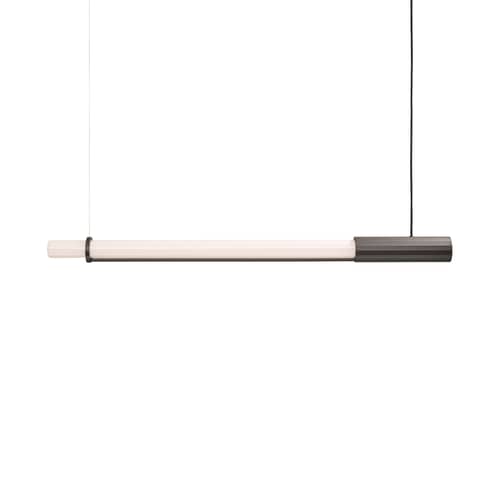 Sospensione In Fine LED vetro grigio / L 105 cm - DCW éditions - Grigio scuro - Alluminio, Vetro