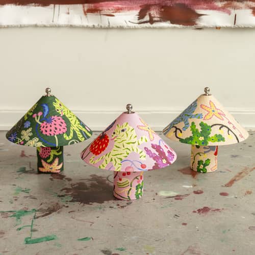 Loulou LED Wireless rechargeable lamp textile green - CRÈME ATELIER - Midnight Garden - Linen, Recycled PLA