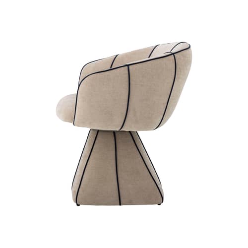 Drehsessel Semilie textil beige / Velours - Bloomingville - Beiger Velours / Schwarze Paspeln - Furnier, Schaumstoff, Velours
