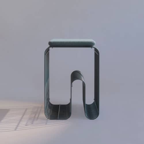  Accessory textile blue / Cushion for Curva Stool - 27.5 x 32 cm - AYTM - Curly Blue - Polyurethane foam, Terrycloth