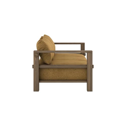 Canapé convertible Bare / Lit 1 place - L 225 cm - KARUP - Ocre doré (643) / Brun caroube (106) - Mousse haute résilience, Pin massif, Polyester