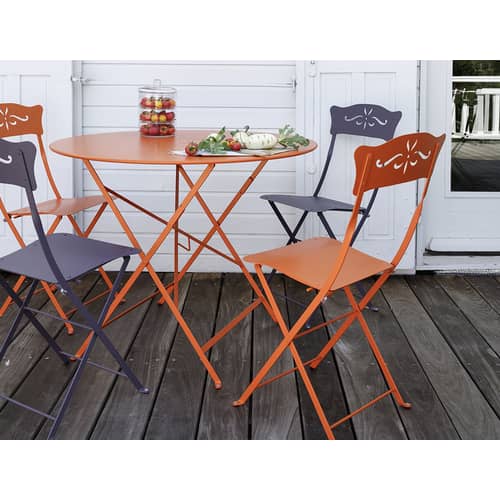 Table pliante Bistro   / Ø 77cm - Trou pour parasol - Fermob - Romarin - Acier laqué