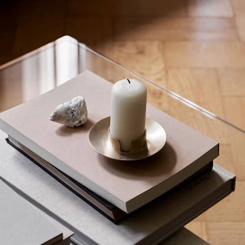 Block Candle stick gold metal / Brass - Ø 11 cm - Ferm Living - Brass - Brushed brass