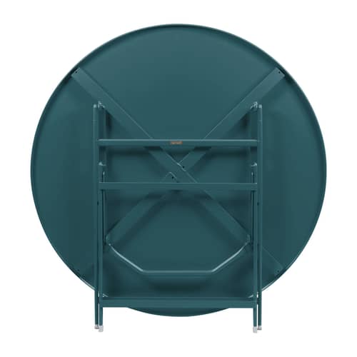 Tavolo pieghevole Caractère metallo blu / Ø 128 cm / 7 persone - Fermob - Blu Acapulco - Acciaio verniciato
