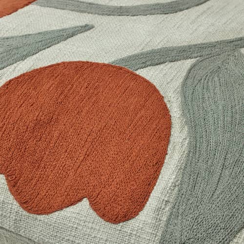 Housse de coussin Dora vert / 50 x 50 cm - Brodé - BROSTE COPENHAGEN - Vert sauge & Moka - Coton