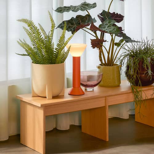 Lampe sans fil rechargeable Flash LED métal orange - HÜBSCH - Orange - Fer laqué, Verre