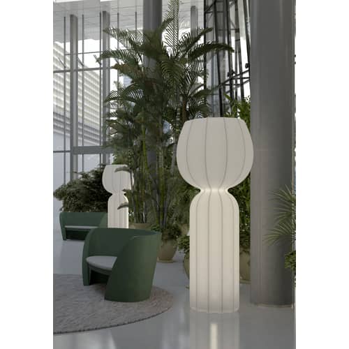 Cucun Outdoor floor lamp plastic material white LED / Outdoor - Ø 77 x H 190 cm - Slide - White - Polythene