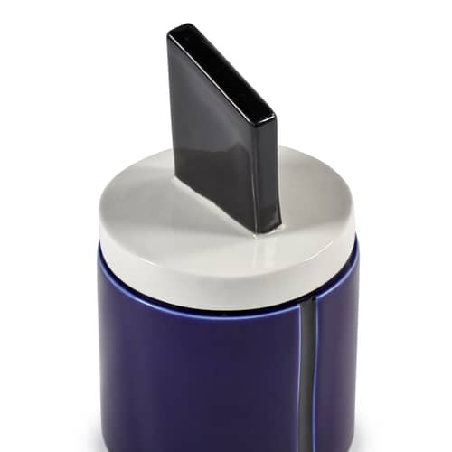 Parfumierte Kerze Candela 01 Small keramik blau / Ø 8,5 x H 14 cm - Serax - Blau & Schwarz (Zedernholz Parfum) - emaillierter Sandstein, Soja-Wachs
