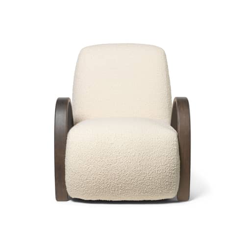 Poltrona imbottita Buur tessuto bianco / Tessuto bouclé - Ferm Living - Bianco sporco (tessuto bouclé) - Massello di quercia colorato, Schiuma PU, Tessuto bouclé