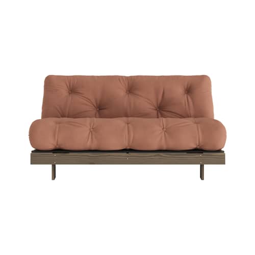 Divano convertibile Roots legno marrone / L 160 cm - 3 posizioni / Struttura marrone - KARUP DESIGN - Marrone argilla 759 / Marrone legno - Espanso, Fibre riciclate miste, Pino massello certificato FSC laccato, Tessuto