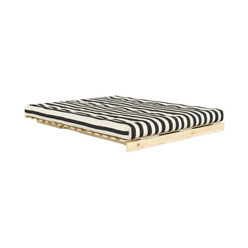 Canapé convertible Roots tissu noir / L 160 cm - 3 positions / Structure pin clair - KARUP - Rayé noir / Blanc (420) - Mousse, Pin massif certifié FSC, Tissu