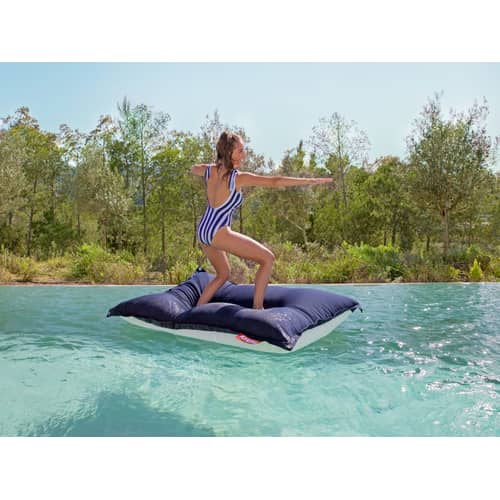 Schwimmendes Outdoor-Sitzkissen Original Floatzac textil blau / Verstellbare Gurte - Fatboy - Dunkel-ozeanblau -  Micro-billes EPS, Olefin Stoff, PVC