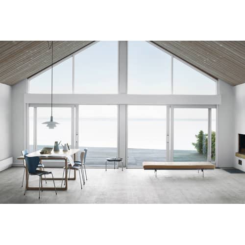 Série 7 Stacking chair wood grey Coloured ash - Fritz Hansen - Nine Grey / Chromed base - Chromed steel, Tinted ashwood