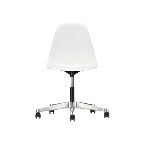 Stuhl mit Rollen RE PSCC - Eames Plastic Side Chair plastikmaterial weiß / (1950) - Recycled - Vitra - Weiße Baumwolle - Aluminium-Druckguß, Recycelter Kunststoff (Post-Consumer)
