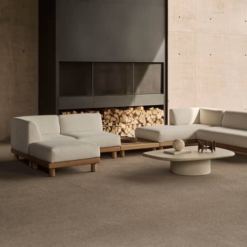 Table basse Elements Outdoor / 134 x 96 x H 30 cm - Béton - Ethnicraft - Gris clair - Béton