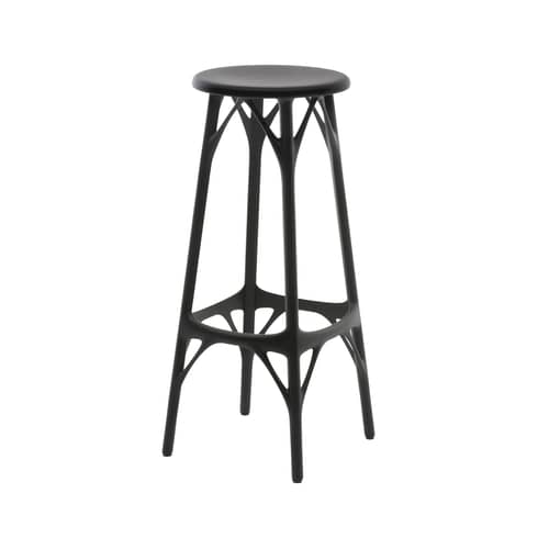 Tabouret haut A.I. LIGHT / H 75 cm - Conçu par intelligence artificielle / Recyclé - Kartell - Noir - Technopolymère thermoplastique recyclé