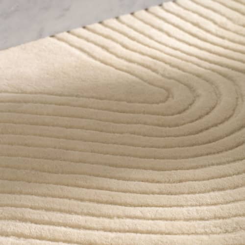 Tappeto Zen Shaped tessuto beige / 180 x 240 cm - Fatto a mano - Bolia - 180 x 240 cm / Crema - Cotone, Lana