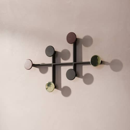 Afteroom Small Wall coat rack metal multicoloured / Metal - Audo Copenhagen - Black / Brass / Red - Powder coated steel, Zinc alloy