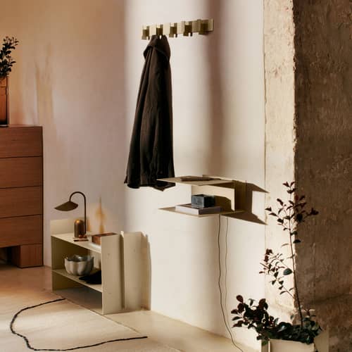 Lager Wall-mounted bedside table metal silver / W 35 x D 30 x H 15.5 cm - Ferm Living - Brushed aluminium - Brushed aluminium