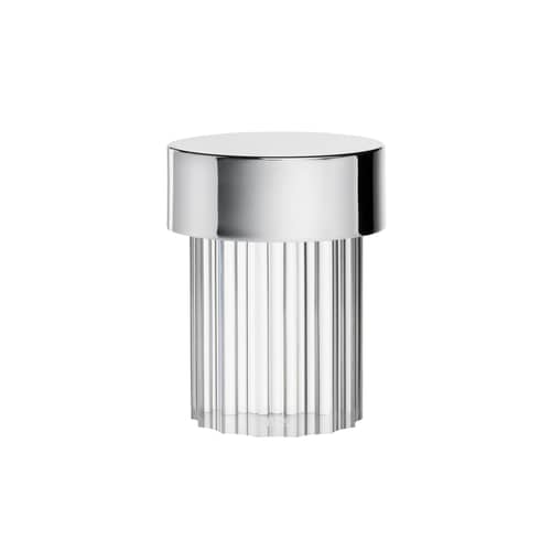 Last Order Wireless rechargeable outdoor lamp glass transparent / OUTDOOR - Ø 10 x H 14 cm - Flos - Striated / Steel & transparent - Glass, Metal