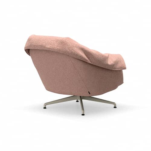 Poltrona girevole Bascule Lowback tessuto arancione / Meccanismo di inclinazione - Base a 4 gambe - Vitra - Pesca (tessuto Nubia) / Piedino in alluminio gesso - Alluminio, Schiuma PU riciclabile, Tessuto
