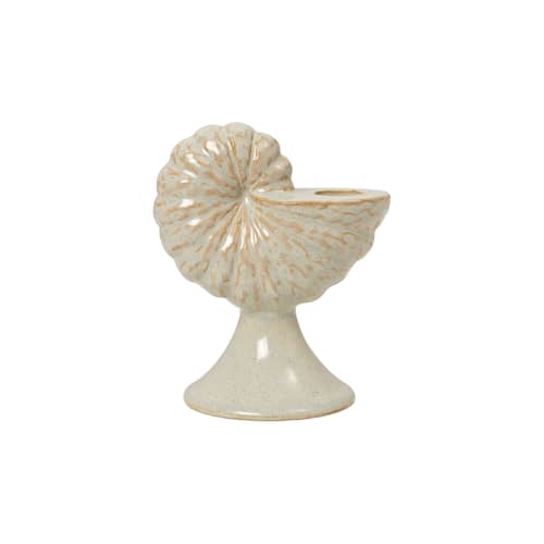 Shelly Candle stick ceramic beige - BROSTE COPENHAGEN - No. 1 - Glazed ceramic