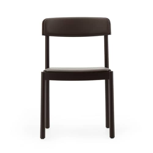 Chaise rembourrée Timb cuir marron - Normann Copenhagen - Cuir chocolat / Frêne marron - Contreplaqué de frêne, Cuir, Frêne massif, Mousse