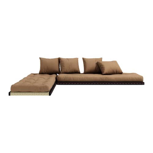 Schlafcouch Chico textil braun / Modulierbar - B 200 cm - KARUP - Mocca 755 - Baumwolle, Geflochtenes Binsengras, Recycelte Mischfasern