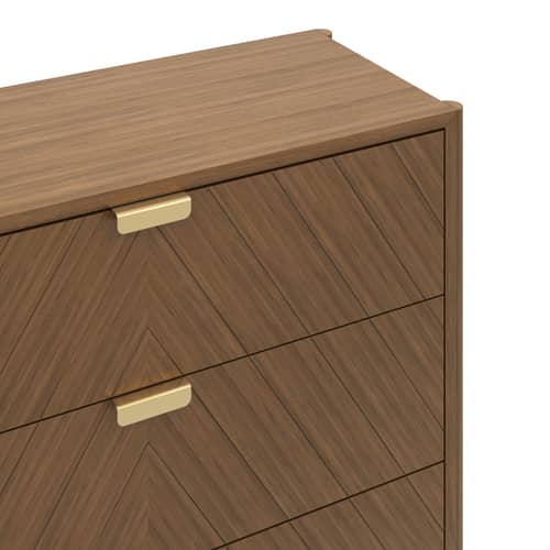 Commode Marius bois naturel / L 100 x  H 90 cm - Hartô - Chêne teinté / Poignées laiton - Chêne massif teinté, Laiton, MDF plaqué chêne teinté