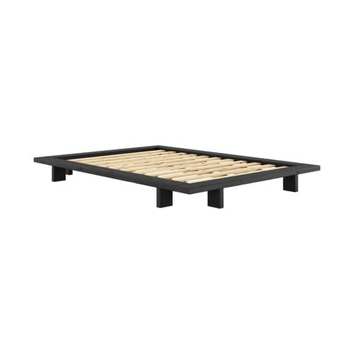 Doppelbett Japan holz schwarz / Für Matratze 140 x 200 cm - KARUP - Schwarz - FSC-zertifizierte, lackierte Massivkiefer